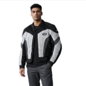 Tour Master Intake Men's Medium (42) Mesh Motorcycle Jacket Armored Black White
